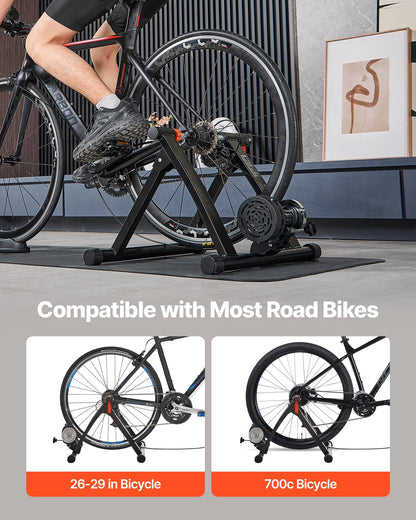 VEVOR Bike Trainer, 6 Level Resistance, 26-29 in & 700C Wheels, Foldable Magnetic Bicycle Stationary Stand for Indoor Exercise Riding with Quick Release Skewer & Front Wheel Riser Block for Road Bikes - CLXXLJCLXDSLBYAYD001V0 - view 5
