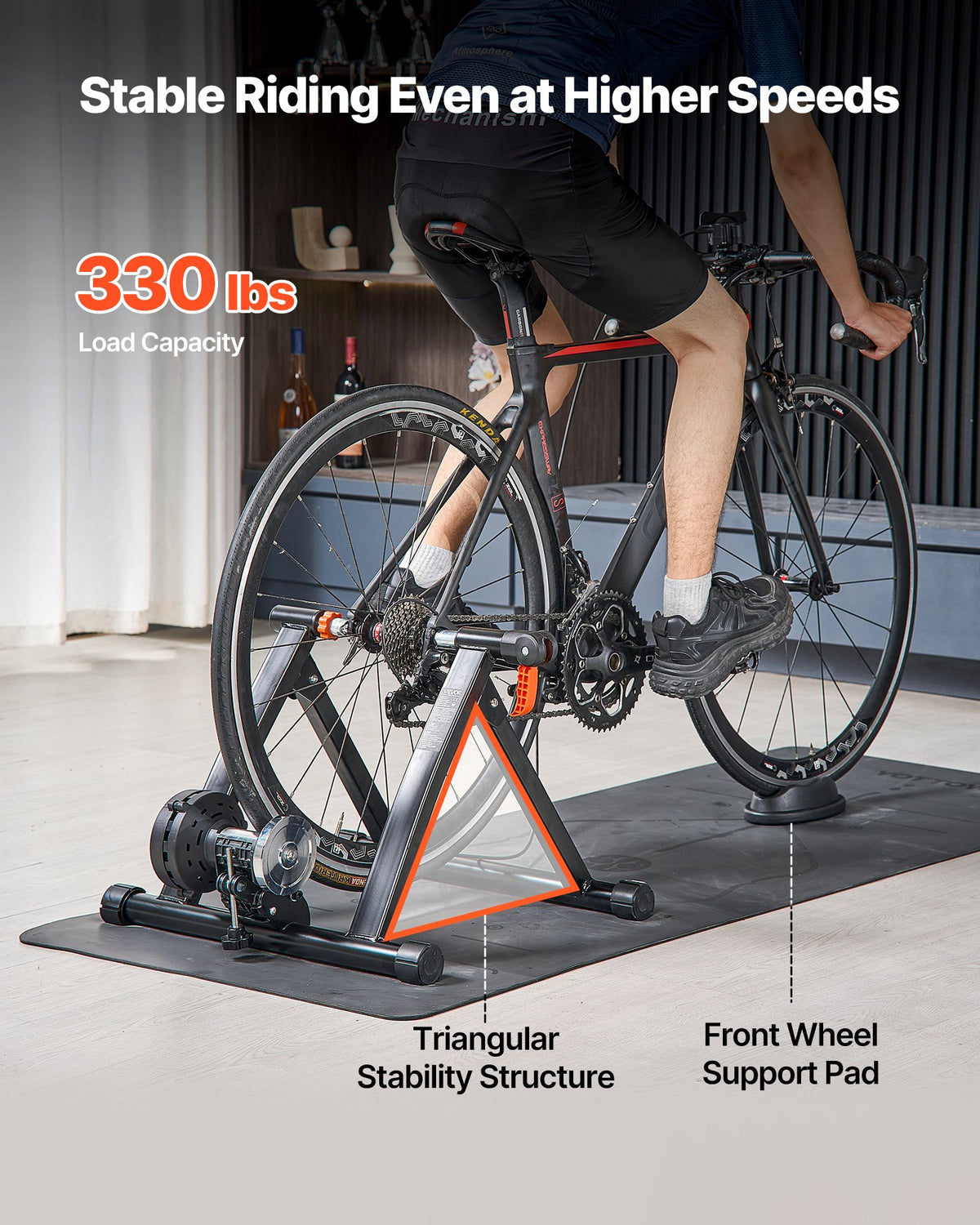 VEVOR Bike Trainer, 6 Level Resistance, 26-29 in & 700C Wheels, Foldable Magnetic Bicycle Stationary Stand for Indoor Exercise Riding with Quick Release Skewer & Front Wheel Riser Block for Road Bikes - CLXXLJCLXDSLBYAYD001V0 - view 7