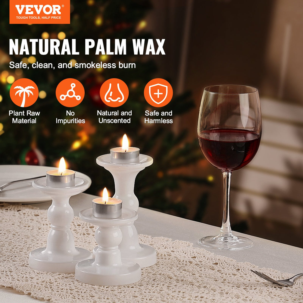 VEVOR 200 Pack Unscented Tea Lights Candles 6.5 Hours Long Burning Smokeless Tealight Candles, Dripless with Aluminum Cups, Natural Palm Wax Votive Candles for Home, Weddings, Christmas, White - CLZ200GBS15IE36QIV0 - view 3