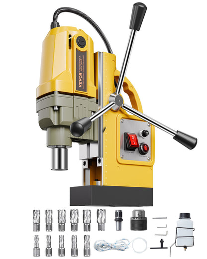 VEVOR Magnetic Drill, 1400W Motor 1.6 in Boring Diameter, 2810 lbf Portable Electric Mag Drill Press, with 11 Coring Bits, 800 RPM Speed, Drilling Machine for Metal Surface, Home Improvement Industry - CLZJP11J40MMIQMACV1 - view 1
