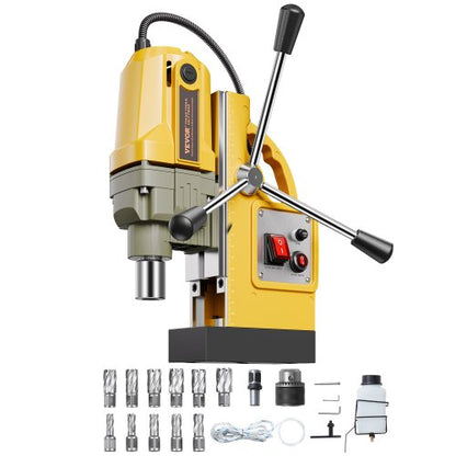 VEVOR Magnetic Drill, 1400W Motor 1.6 in Boring Diameter, 2810 lbf Portable Electric Mag Drill Press, with 11 Coring Bits, 800 RPM Speed, Drilling Machine for Metal Surface, Home Improvement Industry - CLZJP11J40MMIQMACV1 - view 2