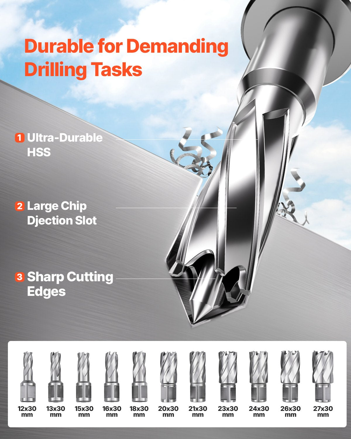 VEVOR Magnetic Drill, 1400W Motor 1.6 in Boring Diameter, 2810 lbf Portable Electric Mag Drill Press, with 11 Coring Bits, 800 RPM Speed, Drilling Machine for Metal Surface, Home Improvement Industry - CLZJP11J40MMIQMACV1 - view 5