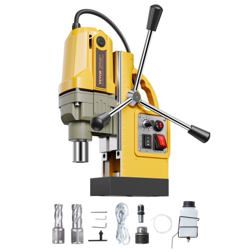 VEVOR Magnetic Drill, 1200W Motor 1.6 in Boring Diameter, 2810 lbf Electric Mag Drill Press, with 2 Coring Bits, Variable Speed, Drilling Machine for Metal Surface, Home Improvement Industry, Yellow - CLZJP2JT40MM4PKJVV1 - view 2