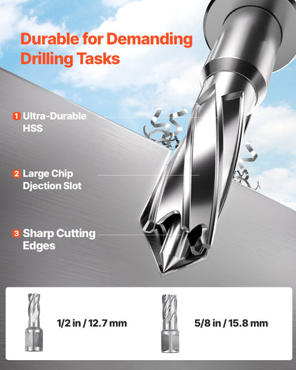 VEVOR Magnetic Drill, 1200W Motor 1.6 in Boring Diameter, 2810 lbf Electric Mag Drill Press, with 2 Coring Bits, Variable Speed, Drilling Machine for Metal Surface, Home Improvement Industry, Yellow - CLZJP2JT40MM4PKJVV1 - view 5