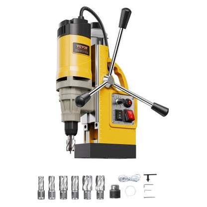 VEVOR Magnetic Drill, 1450W Motor 2 in Boring Diameter, 2878 lbf Electric Mag Drill Press, with 6 Coring Bits, Variable Speed, Drilling Machine for Metal Surface, Home Improvement Industry, Yellow - CLZJP6JT50MM91ULEV1 - view 2