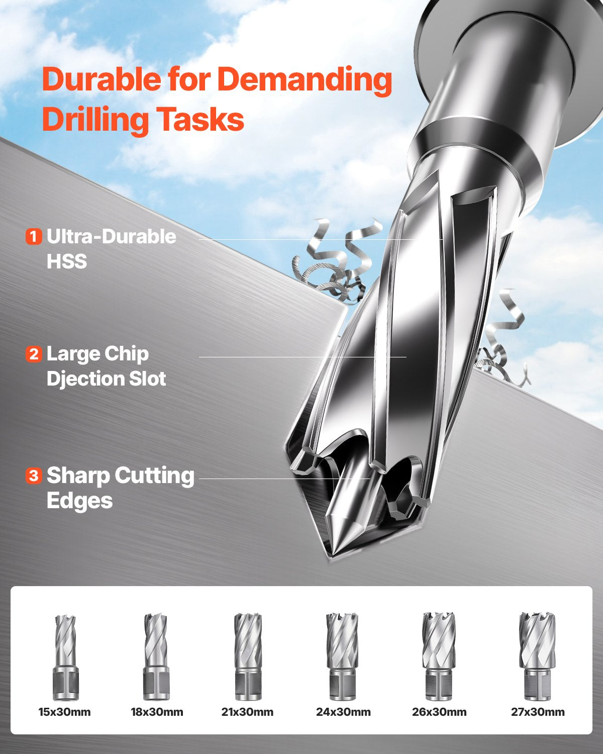 VEVOR Magnetic Drill, 1450W Motor 2 in Boring Diameter, 2878 lbf Electric Mag Drill Press, with 6 Coring Bits, Variable Speed, Drilling Machine for Metal Surface, Home Improvement Industry, Yellow - CLZJP6JT50MM91ULEV1 - view 5