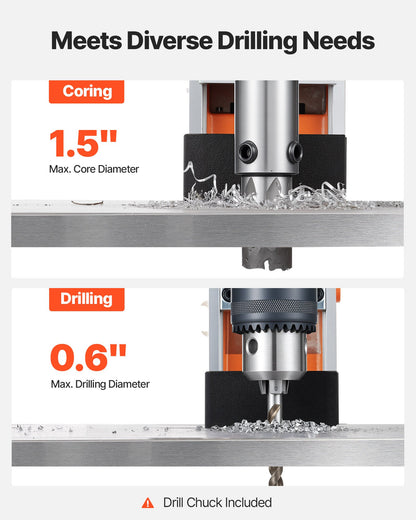 VEVOR Magnetic Drill Press, 1200 W, 1.5 in Boring Diameter, 2248 lbf Power Mag Drill Press, 900 RPM Speed, with Weldon Shank, Efficient Cooling, for Metal Surface, Industrial and Home Improvement - CLZJPCSDJ38MVZAUF001V1 - view 4
