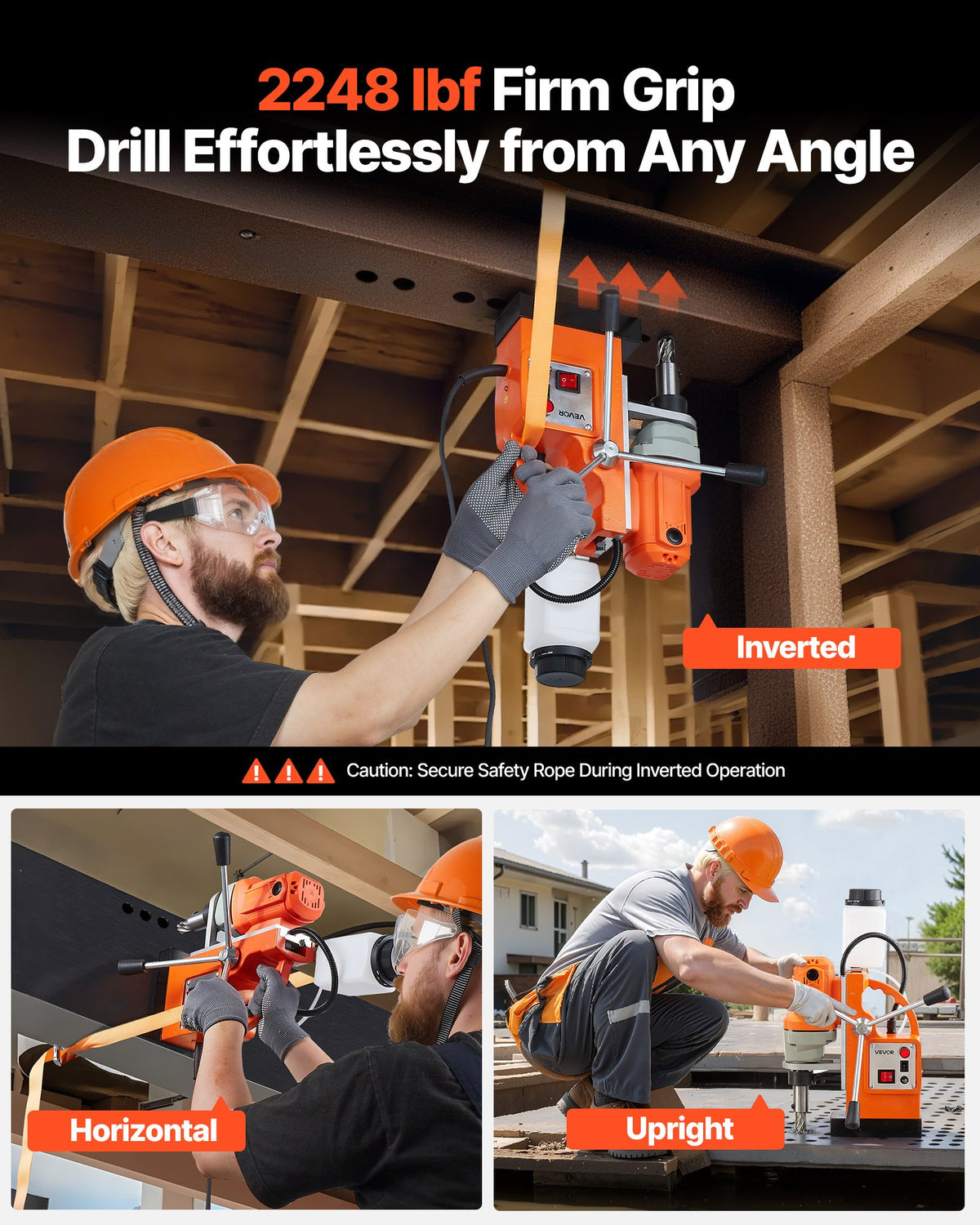 VEVOR Magnetic Drill Press, 1200 W, 1.5 in Boring Diameter, 2248 lbf Power Mag Drill Press, 900 RPM Speed, with Weldon Shank, Efficient Cooling, for Metal Surface, Industrial and Home Improvement - CLZJPCSDJ38MVZAUF001V1 - view 5