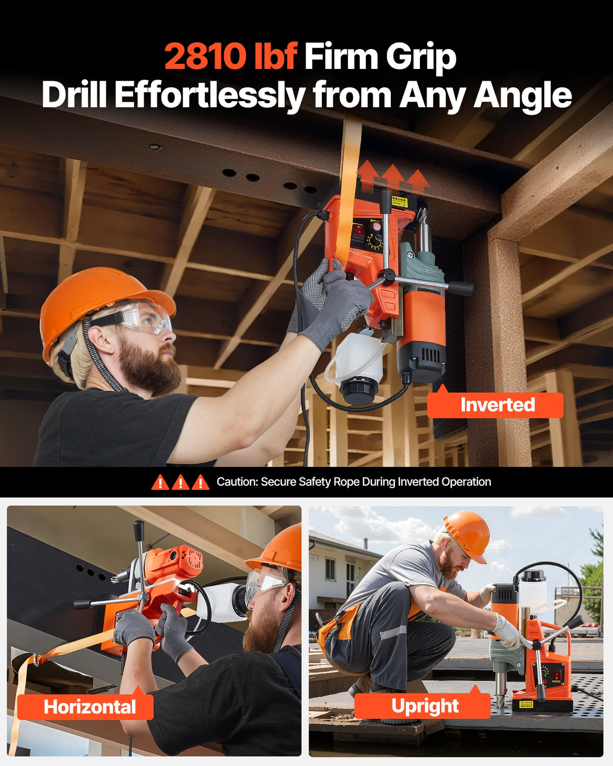 VEVOR Magnetic Drill Press, 1400 W, 2 in Boring Diameter, 2810 lbf Power Portable Mag Drill Press, 0–800 RPM Adjustable Speed, with Weldon Shank, for Metal Surface, Industrial and Home Improvement - CLZJPCSDJ50MZJK7N001V1 - view 5
