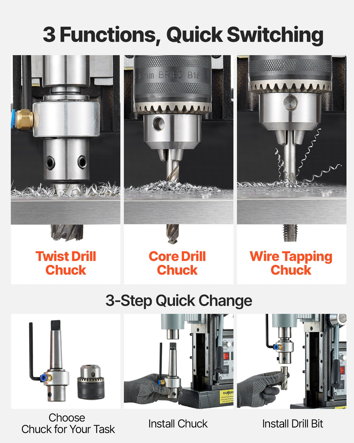 VEVOR Magnetic Drill Presses - Select Your Configuration - CLZJPCSDJ60M77GY5001V1 - view 3