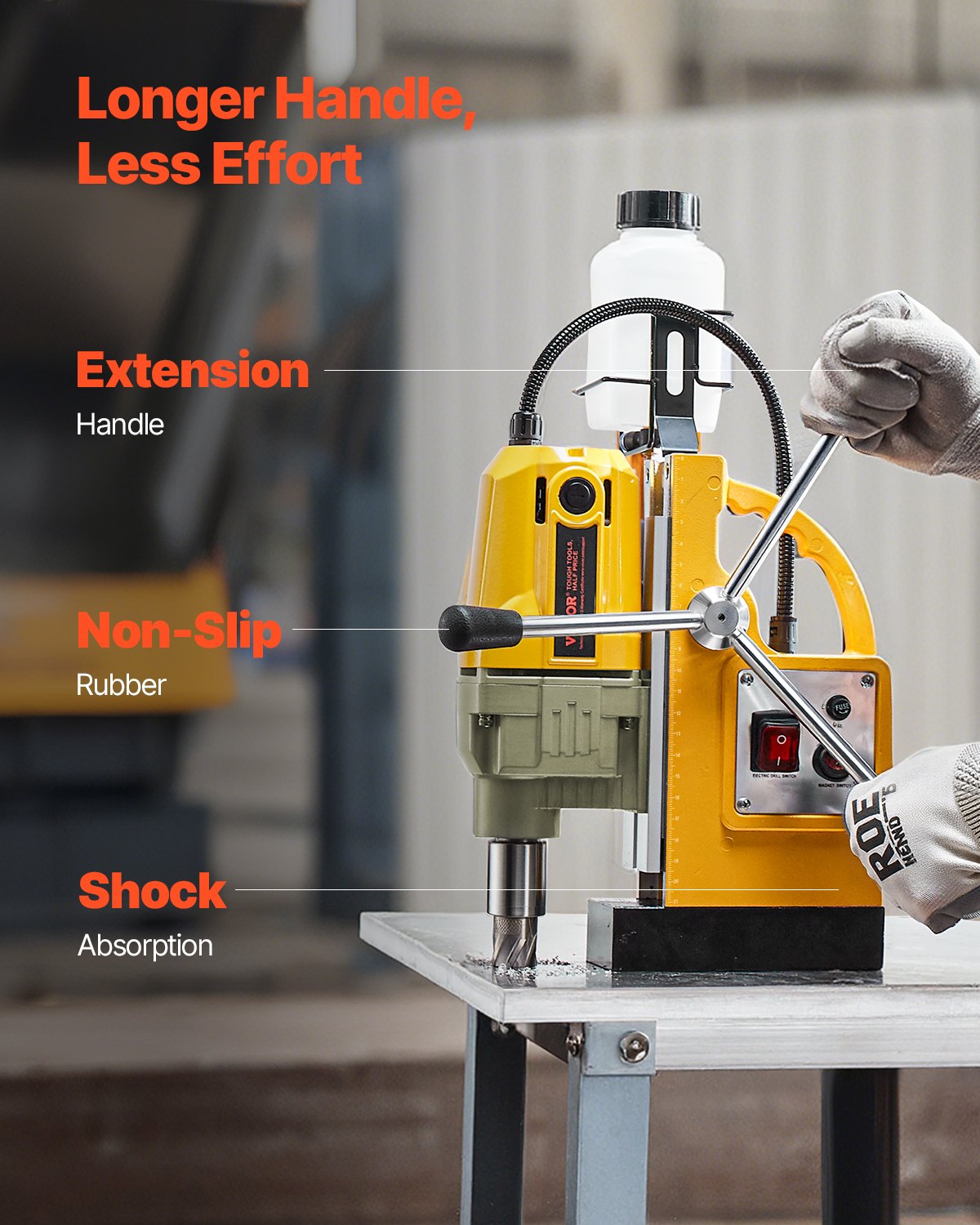 VEVOR Magnetic Drill, 1400W Motor 1.6 in Boring Diameter, 2810 lbf Portable Electric Mag Drill Press, 800 RPM No-Load Speed, Drilling Machine for Metal Surface, Industrial and Home Improvement - CLZJPDJ40MMKUHBJ6V1 - view 7