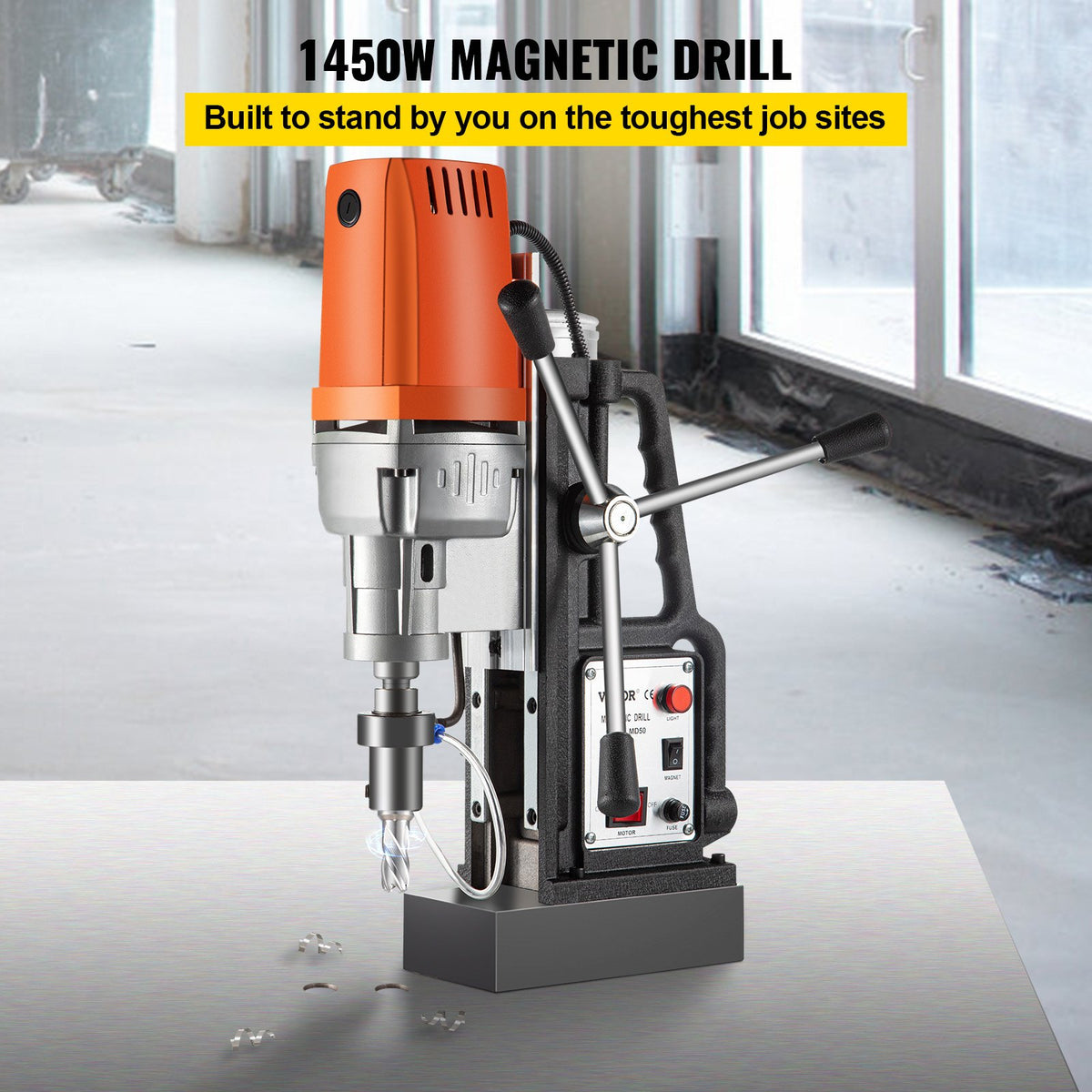 VEVOR 1450W Magnetic Drill Press with 2 Inch Boring Diameter Annular Cutter Machine 2900 LBS 6pcs HSS Annular Cutter Bits,850 RPM Drilling Machine for any Surface Home Improvement Industry Railway - CLZMD50PZT7J2YC01V1 - view 2