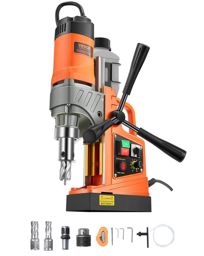 VEVOR Magnetic Drill, 1450W Motor 1.6 in Boring Diameter, 2810 lbf Portable Electric Mag Drill Press, with 2 Coring Bits, Variable Speed, Drilling Machine for Metal Surface, Home Improvement Industry - CLZTJ2J40MMMO8WSCV1 - view 1