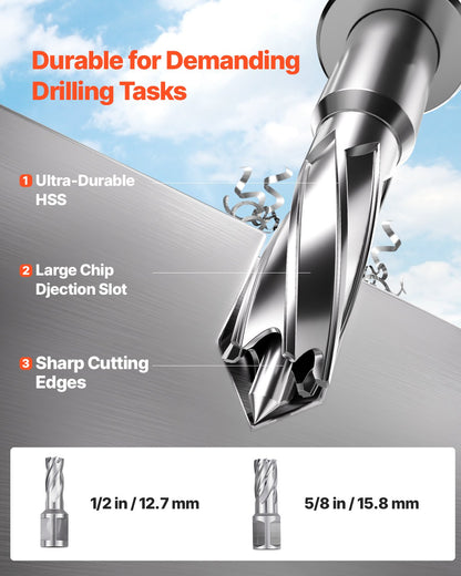 VEVOR Magnetic Drill, 1450W Motor 1.6 in Boring Diameter, 2810 lbf Portable Electric Mag Drill Press, with 2 Coring Bits, Variable Speed, Drilling Machine for Metal Surface, Home Improvement Industry - CLZTJ2J40MMMO8WSCV1 - view 5