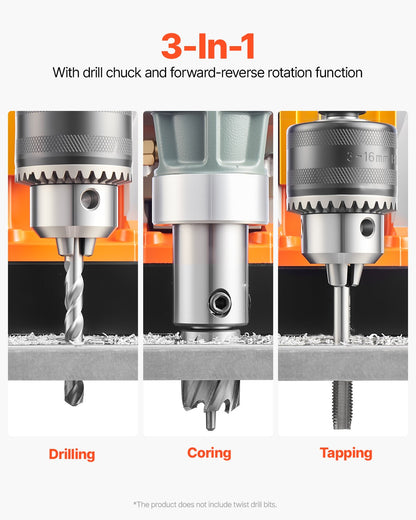 VEVOR Magnetic Drill, 1450W Motor 2 in Boring Diameter, 2878 lbf Portable Electric Mag Drill Press, with 6 Coring Bits, Variable Speed, Drilling Machine for Metal Surface, Home Improvement Industry - CLZTJ6JT50MMO3WWGV1 - view 4