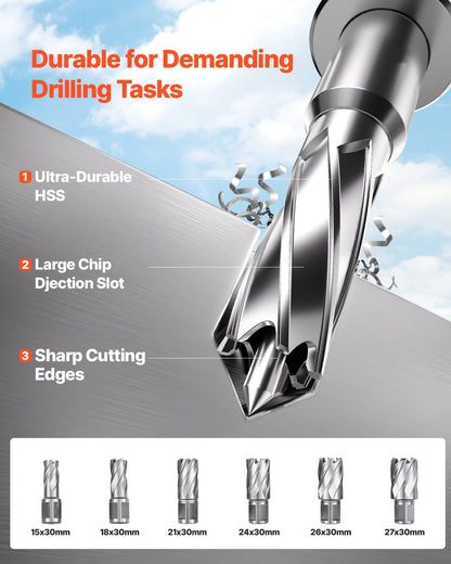 VEVOR Magnetic Drill, 1450W Motor 2 in Boring Diameter, 2878 lbf Portable Electric Mag Drill Press, with 6 Coring Bits, Variable Speed, Drilling Machine for Metal Surface, Home Improvement Industry - CLZTJ6JT50MMO3WWGV1 - view 5