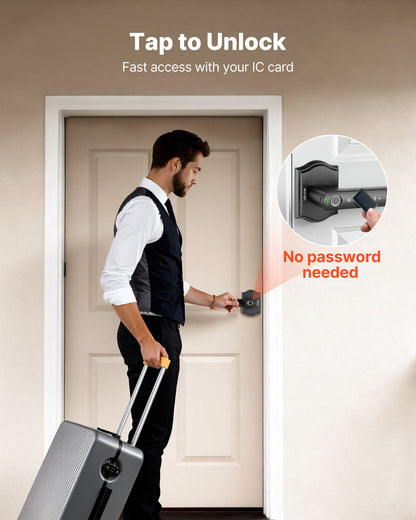 VEVOR Fingerprint Door Lock Set, Electronic Biometric Knob Keyless Entry Door Lock with Handle, Auto Locking, One-Time Code, Anti-Peeking Password, Easy Installation, for Home, Apartment, Matte Black - CMAJBSSDZWYGT1H02001V9 - view 5