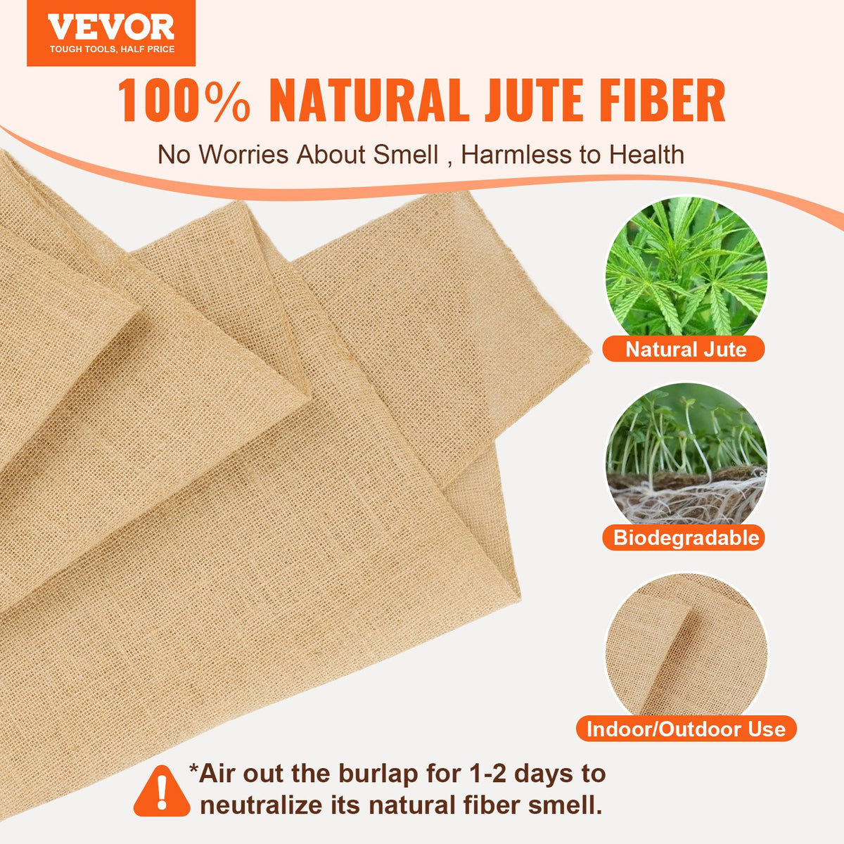 VEVOR Burlap Fabric Roll, 14” x 150 ft & 50 x 50 High Density Wide Natural Burlap Fabric Rolls, Jute Fabric Burlap Tree Wrap Roll, for Decor, Crafts, Wedding, Gardening, Plant & Tree Winter Covering - CMBJ14INCHES3MBHIV0 - view 3