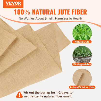 VEVOR Burlap Fabric Roll, 14” x 150 ft & 50 x 50 High Density Wide Natural Burlap Fabric Rolls, Jute Fabric Burlap Tree Wrap Roll, for Decor, Crafts, Wedding, Gardening, Plant & Tree Winter Covering - CMBJ14INCHES3MBHIV0 - view 3