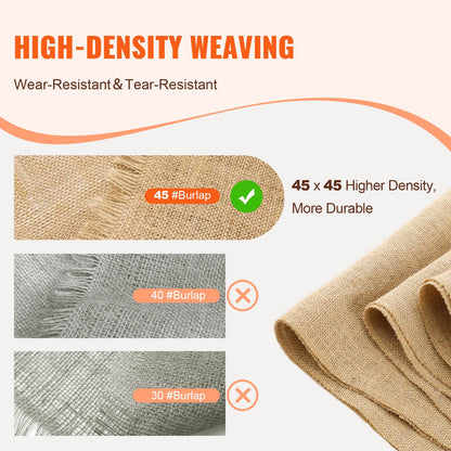 VEVOR Burlap Fabric Roll, 14” x 150 ft & 50 x 50 High Density Wide Natural Burlap Fabric Rolls, Jute Fabric Burlap Tree Wrap Roll, for Decor, Crafts, Wedding, Gardening, Plant & Tree Winter Covering - CMBJ14INCHES3MBHIV0 - view 4