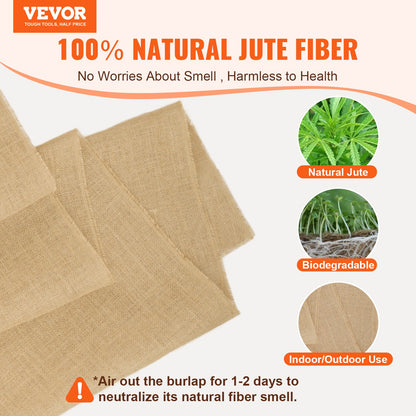 VEVOR Burlap Fabric Roll, 40” x 300 ft & 45 x 45 High Density Wide Natural Burlap Fabric Rolls, Jute Fabric Burlap Tree Wrap Roll, for Decor, Crafts, Wedding, Gardening, Plant & Tree Winter Covering - CMBJ40INCHESD5SV8V0 - view 3