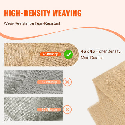 VEVOR Burlap Fabric Roll, 40” x 75 ft & 50 x 50 High Density Wide Natural Burlap Fabric Rolls, Jute Fabric Burlap Tree Wrap Roll, for Decor, Crafts, Wedding, Gardening, Plant & Tree Winter Covering - CMBJ40INCHESDJJN9V0 - view 4