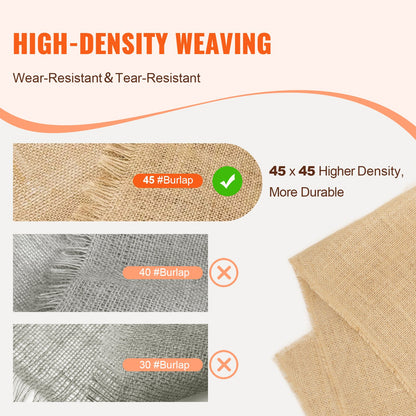 VEVOR Burlap Fabric Roll, 40” x 30 ft & 50 x 50 High Density Wide Natural Burlap Fabric Rolls, Jute Fabric Burlap Tree Wrap Roll, for Decor, Crafts, Wedding, Gardening, Plant & Tree Winter Covering - CMBJ40INCHESQAPN0V0 - view 4