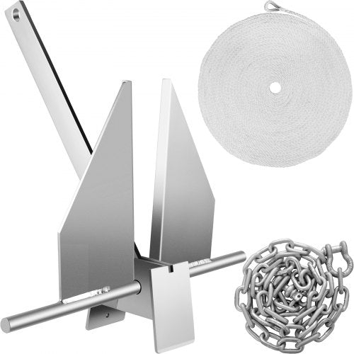 VEVOR Boat Anchor Kit 13 lb Fluke Style Anchor, Hot Dipped Galvanized Steel Fluke Anchor, Marine Anchor with Anchor, Shackles, Chain, Rope for Boat Mooring on The Beach, Boats - CMDTJ13LB67SE596OV0 - view 1