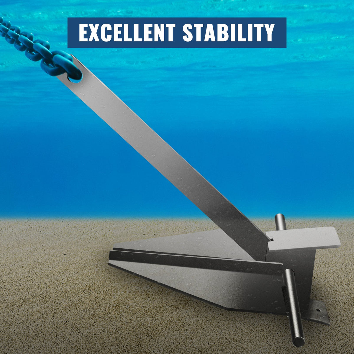 VEVOR Boat Anchor Kit 13 lb Fluke Style Anchor, Hot Dipped Galvanized Steel Fluke Anchor, Marine Anchor with Anchor, Shackles, Chain, Rope for Boat Mooring on The Beach, Boats - CMDTJ13LB67SE596OV0 - view 3