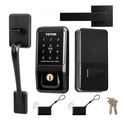 VEVOR Keyless Entry Door Lock with Handle Set, Touchpad Electronic Deadbolt with IC Card, Customizable User Codes, Keyed Entry, Auto Lock, Anti-Peeking Password, Backlit, for Home, Matte Black - CMSMBDLSBTZYE2S91001V9 - view 2