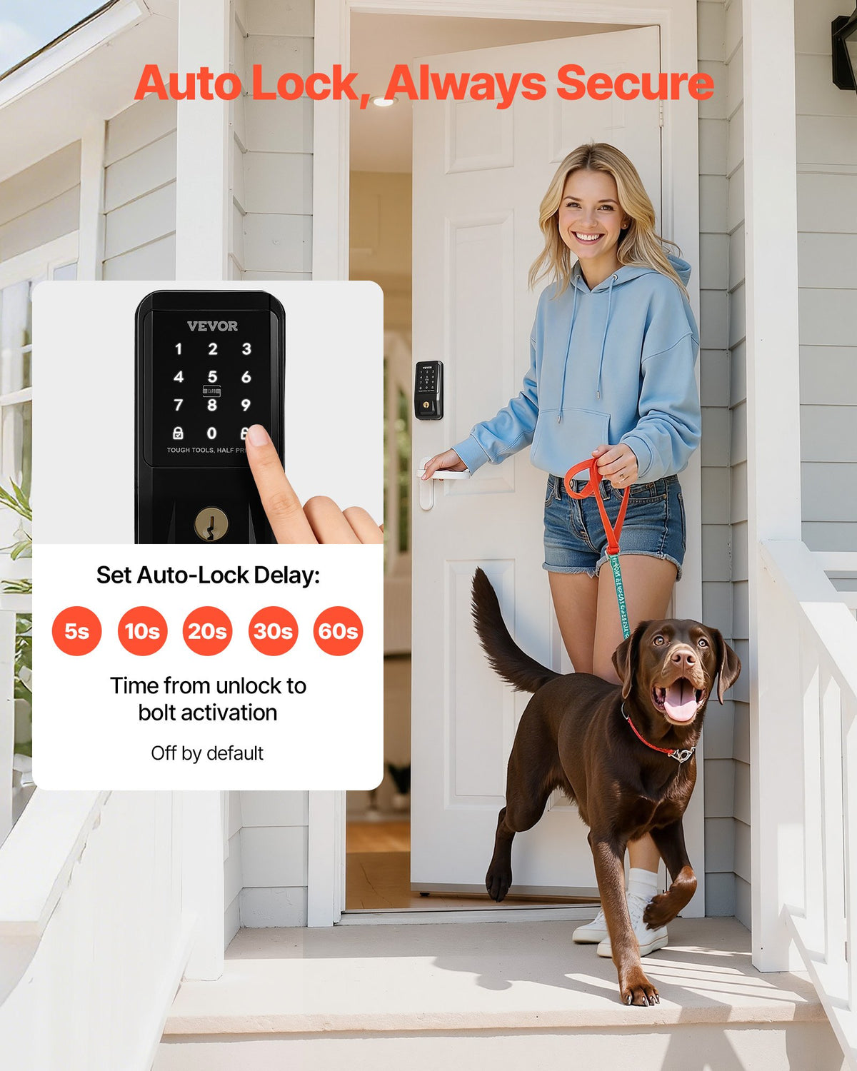 VEVOR Keyless Entry Door Lock, Touchpad Electronic Deadbolt with IC Card, Customizable User Codes, Keyed Entry, Auto Lock, Anti-Peeking Password, Backlit, Easy Installation, for Home, Matte Black - CMSMBSYGH000RESUE001V9 - view 5