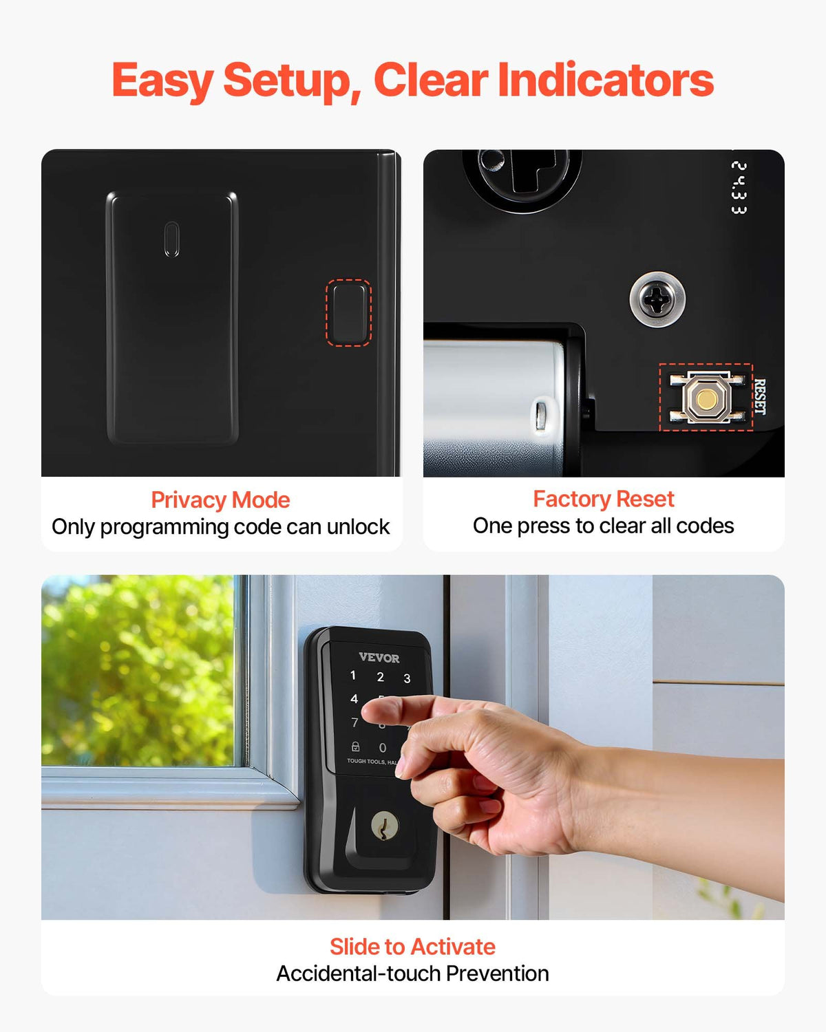 VEVOR Keyless Entry Door Lock, Touchpad Electronic Deadbolt with IC Card, Customizable User Codes, Keyed Entry, Auto Lock, Anti-Peeking Password, Backlit, Easy Installation, for Home, Matte Black - CMSMBSYGH000RESUE001V9 - view 8