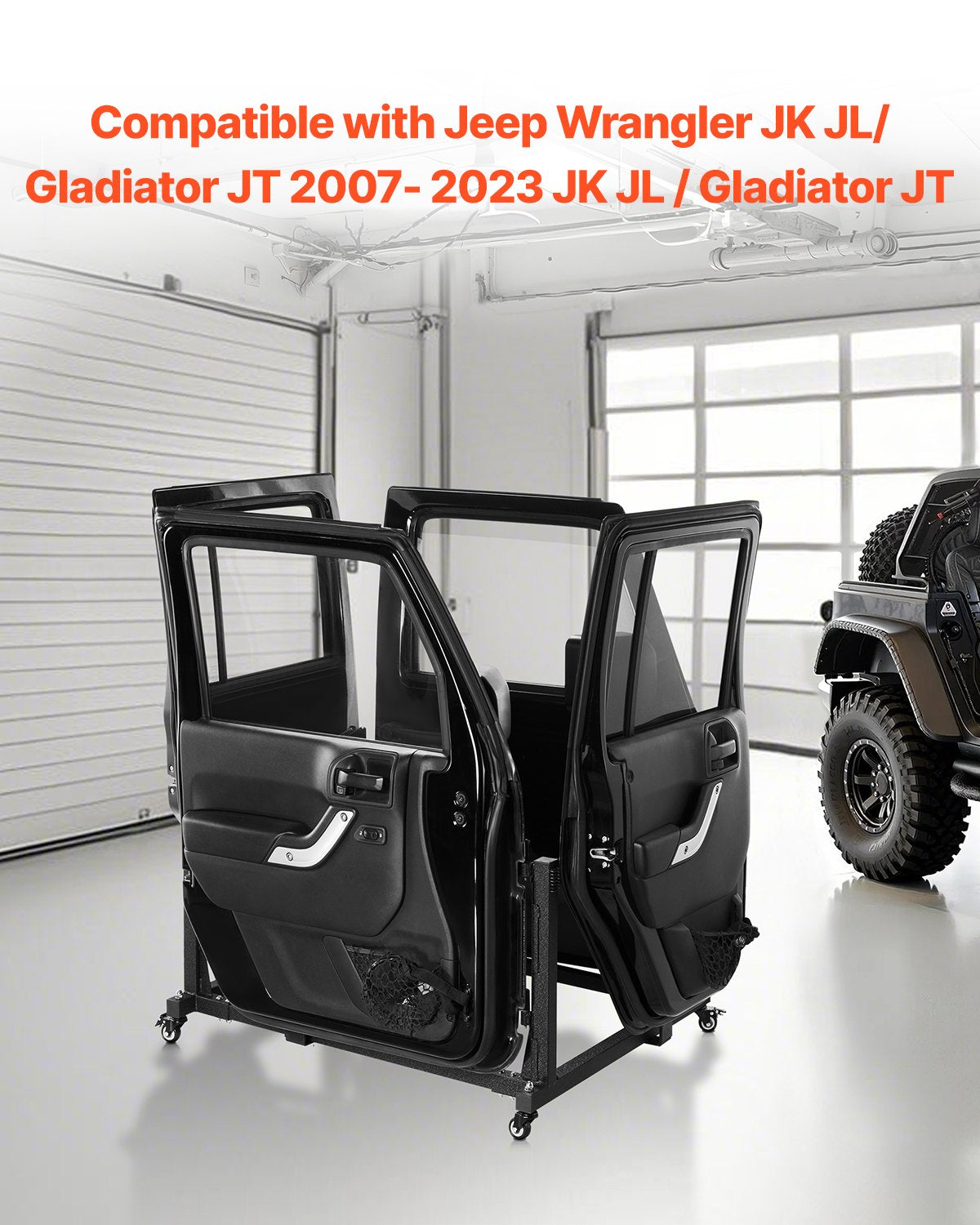 VEVOR Jeep Door Storage Cart, 4 Doors Moveable Storage Cart Rack with Thickened Rubber Cushion, Sturdy Car Door Holder Cart Fit for Jeep Wrangler JK JL/Gladiator JT 2007- 2023 JK JL / Gladiator JT - CMTCFXCZ4PCS2X886V0 - view 3