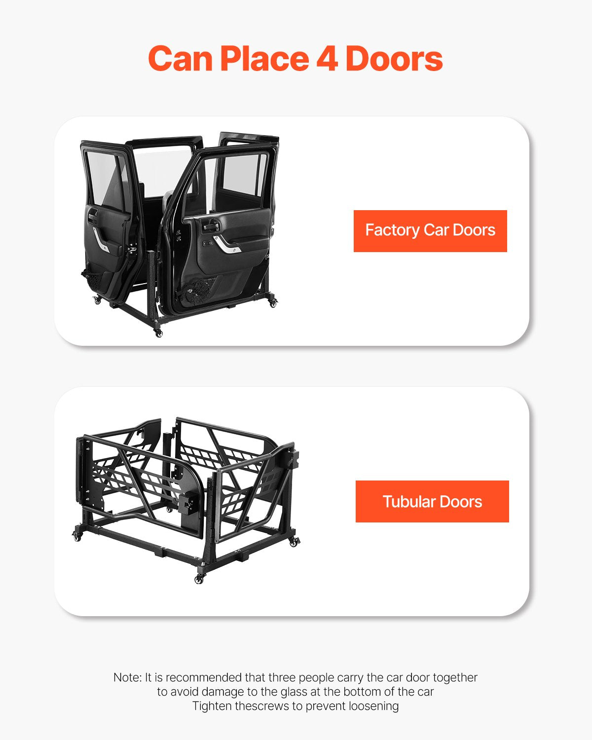 VEVOR Jeep Door Storage Cart, 4 Doors Moveable Storage Cart Rack with Thickened Rubber Cushion, Sturdy Car Door Holder Cart Fit for Jeep Wrangler JK JL/Gladiator JT 2007- 2023 JK JL / Gladiator JT - CMTCFXCZ4PCS2X886V0 - view 4