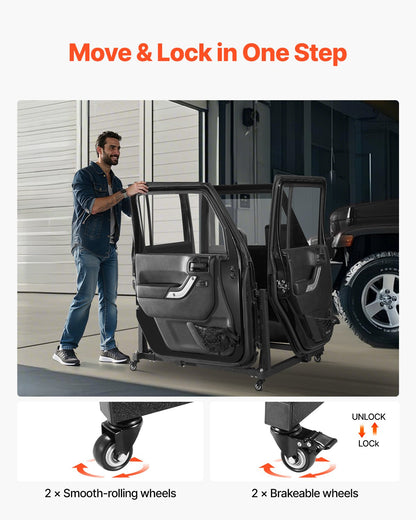 VEVOR Jeep Door Storage Cart, 4 Doors Moveable Storage Cart Rack with Thickened Rubber Cushion, Sturdy Car Door Holder Cart Fit for Jeep Wrangler JK JL/Gladiator JT 2007- 2023 JK JL / Gladiator JT - CMTCFXCZ4PCS2X886V0 - view 6