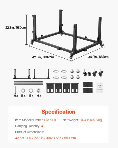 VEVOR Jeep Door Storage Cart, 4 Doors Moveable Storage Cart Rack with Thickened Rubber Cushion, Sturdy Car Door Holder Cart Fit for Jeep Wrangler JK JL/Gladiator JT 2007- 2023 JK JL / Gladiator JT - CMTCFXCZ4PCS2X886V0 - view 8