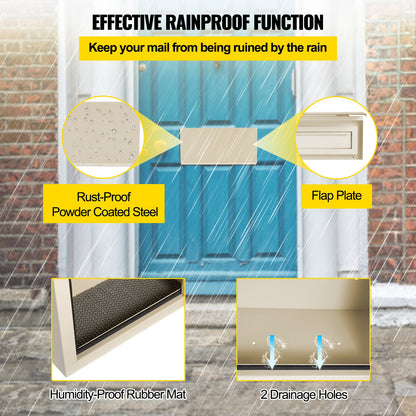 VEVOR Through-The-Door Locking Drop Box, 11.8\'\'x4.3\'\'x14.2\'\' Door Drop Box, Door Slot Mailbox with 1.77\'\' Chute & Code Lock, Rainproof Steel Mail Catcher for Depositing Mail, Keys, Rents, Chec - CMXBXMHSXDA72NGN7V0 - view 6