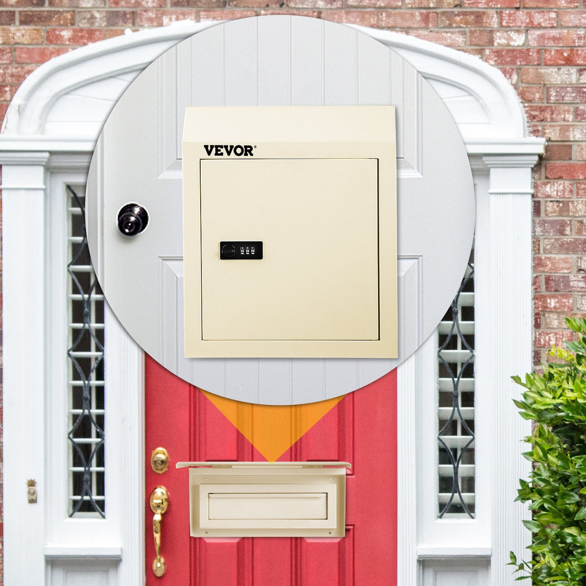 VEVOR Through-The-Door Locking Drop Box, 11.8\'\'x4.3\'\'x14.2\'\' Door Drop Box, Door Slot Mailbox with 1.77\'\' Chute & Code Lock, Rainproof Steel Mail Catcher for Depositing Mail, Keys, Rents, Chec - CMXBXMHSXDA72NGN7V0 - view 9