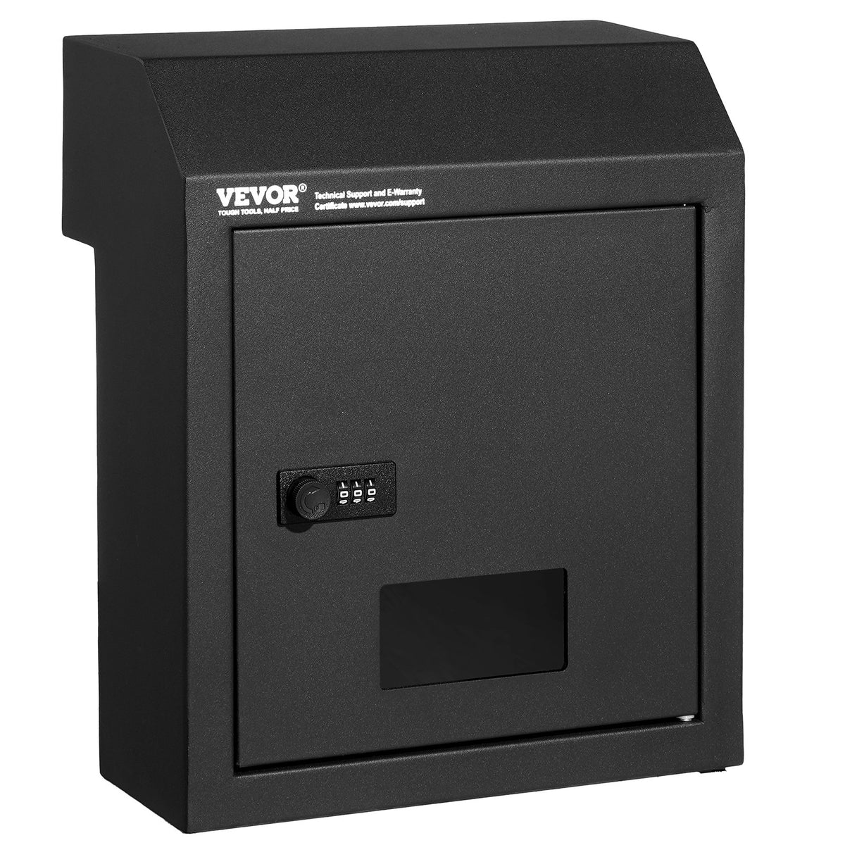 VEVOR Through The Door Key Drop Box, Heavy Duty Steel Through the Door Mailbox with 12" Combination Lock, Mail Drop Box, Black - CMXBXMMSBLACBDP02V0 - view 1