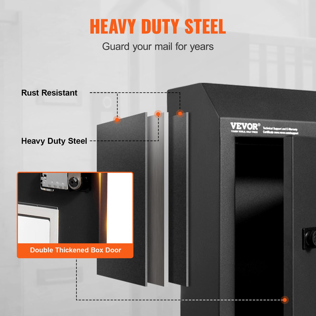 VEVOR Through The Door Key Drop Box, Heavy Duty Steel Through the Door Mailbox with 12" Combination Lock, Mail Drop Box, Black - CMXBXMMSBLACBDP02V0 - view 5