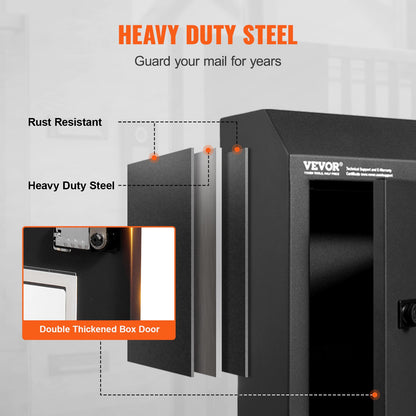 VEVOR Through The Door Key Drop Box, Heavy Duty Steel Through the Door Mailbox with 12" Combination Lock, Mail Drop Box, Black - CMXBXMMSBLACBDP02V0 - view 5