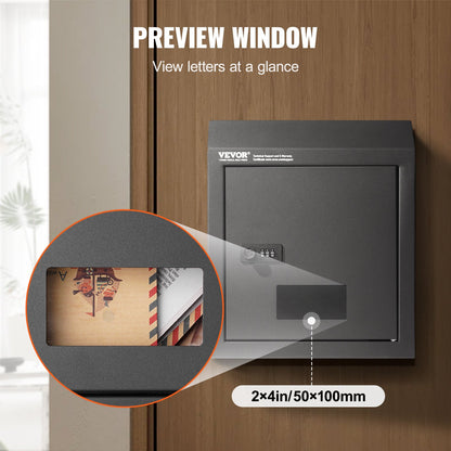 VEVOR Through The Door Key Drop Box, Heavy Duty Steel Through the Door Mailbox with 12" Combination Lock, Mail Drop Box, Black - CMXBXMMSBLACBDP02V0 - view 7