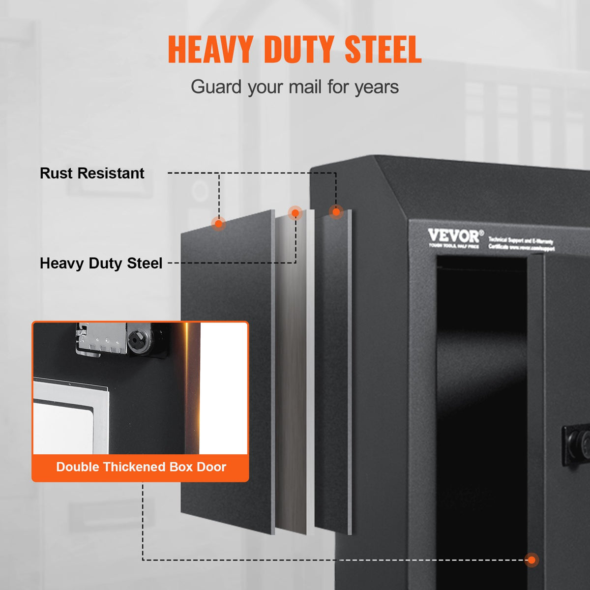 VEVOR Sturdy Metal Key Locker, Combo Lock, Mountable on Wall, 12'', Charcoal Gray, Ensures Safe Keeping of Mail and Keys - CMXBXYCSBLACB3MU1V0 - view 5