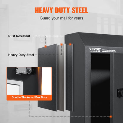 VEVOR Sturdy Metal Key Locker, Combo Lock, Mountable on Wall, 12'', Charcoal Gray, Ensures Safe Keeping of Mail and Keys - CMXBXYCSBLACB3MU1V0 - view 5