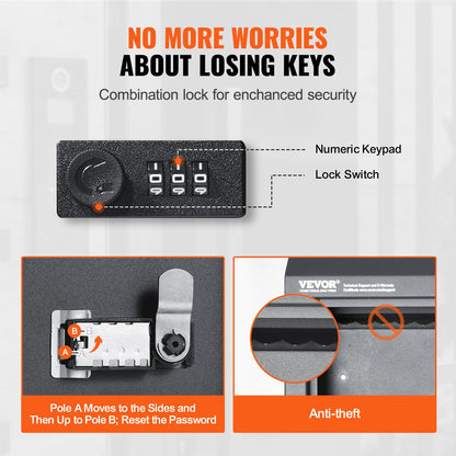 VEVOR Sturdy Metal Key Locker, Combo Lock, Mountable on Wall, 12'', Charcoal Gray, Ensures Safe Keeping of Mail and Keys - CMXBXYCSBLACB3MU1V0 - view 6