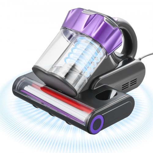 VEVOR Mattress Vacuum Cleaner, 550W Bed Vacuum Cleaner with 18Kpa Powerful Suction and Dual Dust Bin, HEPA Filter & Heating, Ultrasound Tech & Cleaning Lights, Handheld for Bed, Sofa, Corded, Gray - CMY400W14KPAUNPXV001V1 - view 2