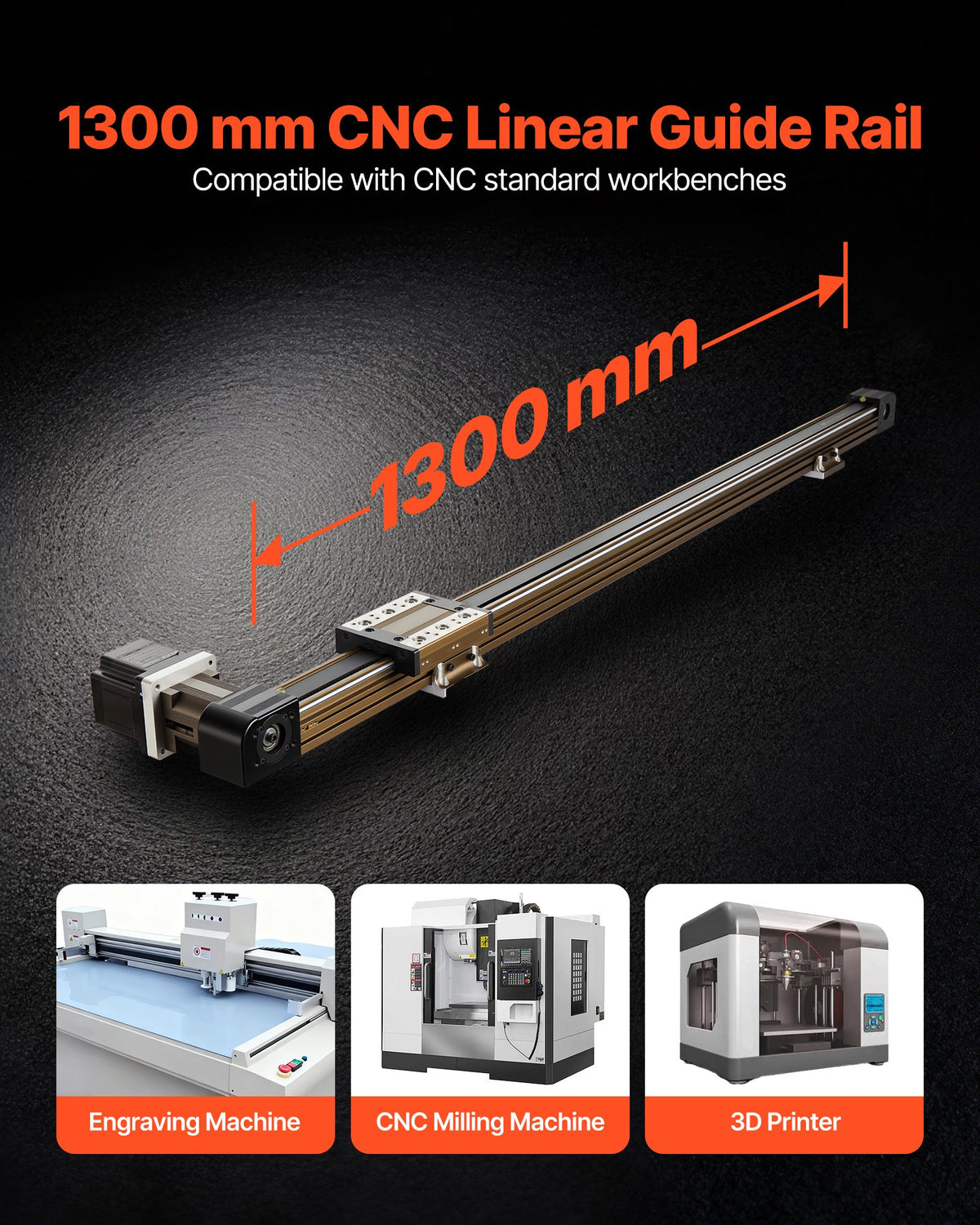 VEVOR Linear Guide Rail, Belt Drive, CNC Linear Motion Stage Actuator, with Nema34 Stepper Motor, 1300 mm Stroke Work Size, High Speed Motorized, for Engraving Machine, CNC Milling Machine, 3D Printer - CNCZXDGPDCD6PZ6T6001V9 - view 3