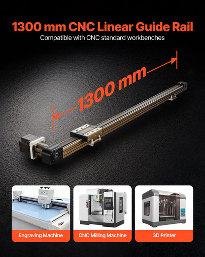 VEVOR Linear Guide Rail, Belt Drive, CNC Linear Motion Stage Actuator, with Nema34 Stepper Motor, 1300 mm Stroke Work Size, High Speed Motorized, for Engraving Machine, CNC Milling Machine, 3D Printer - CNCZXDGPDCD6PZ6T6001V9 - view 3