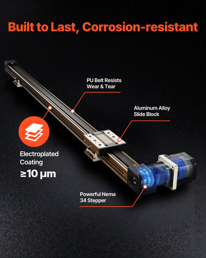 VEVOR Linear Guide Rail, Belt Drive, CNC Linear Motion Stage Actuator, with Nema34 Stepper Motor, 1300 mm Stroke Work Size, High Speed Motorized, for Engraving Machine, CNC Milling Machine, 3D Printer - CNCZXDGPDCD6PZ6T6001V9 - view 4