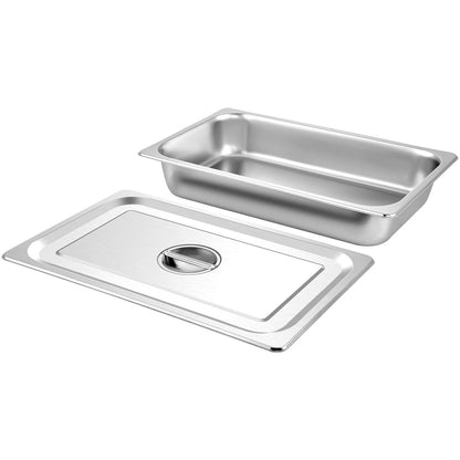 VEVOR Full-Size Stainless Steel Steam Table Pans, 4-Pack with Lids, 13 L Each - detail 1